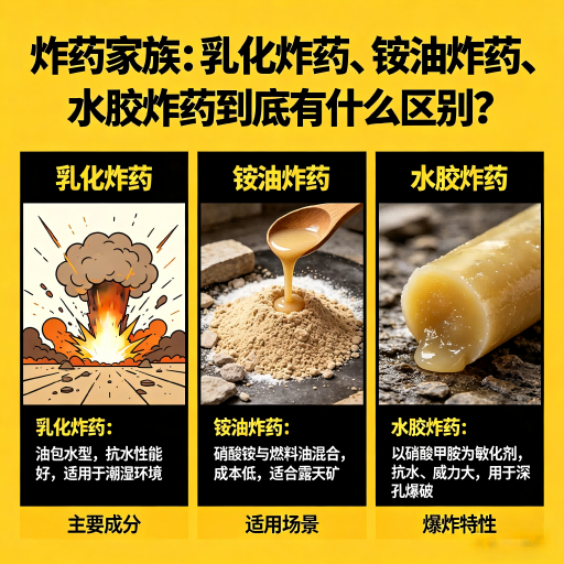 安远炸药家族：乳化炸药、铵油炸药、水胶炸药到底有什么区别？